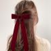 Velvet Bow Hair Clip 4PCS Red and Black Hair Bow Vintage Satin Bowknot Hairpins with Long Ribbon Party Bow Hair Barrettes Hair Accessories for Women Girls Gifts - Buy Online on SooperMarket.com