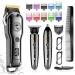Hatteker Hair Clipper Cordless Hair Trimmer Barber Clipper T-Blade Trimmer Beard Trimmer Nose Trimmer Hair Cutting Grooming Kit Professional IPX7 Waterproof