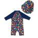 Baby Boys Sunsuit UPF 50+ with Zipper Swimwear & Sun Hat, Colorful Fish, 2-3 Years - Buy Online on SooperMarket.com