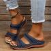 2023 Women's Orthopedic Arch Support Sandals - Blue Leather Diabetic Walking Wedge Sandals for Wide Width Comfort - Buy Online on SooperMarket.com