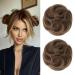 REECHO 2 PCS Mini Claw Clip in Messy & Cat Ears Hair Bun Extensions Wig Accessory Updo Hairpieces for Women Girls (Pack of 2-3.5" Wavy Light Chocolate Brown) Pack of 2 - 3.5" Wavy Light Chocolate Brown