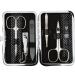 Three swords - germany 6 pcs.Manicureset 'Genova' |Set Nageletui made of artificial leather black dotted |Contents: nail scissors skin scissors nail clippers glass nail files tweezers sapphire nail files black silver-spotted / synthetic leather
