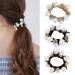 KKNEKKI Hair Scrunchie Beads - Elastic Headband with Faux Pearls and Crystals for Girls - 3 Colours: Black Brown Beige