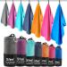 Sfee 2 Pack Microfiber Travel Towel, Quick Dry Towel Camping Towel Large Beach Towel Super Absorbent Compact Lightweight Sports Towel Gym Towel Set for Beach, Gym, Hiking, Pool, Backpacking,Bath,Yoga Dark Blue XL 72"x32"+24"x15"