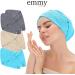 Emmy Home Hair Turban Set - 100% Cotton Quick-Drying Towel for Long Hair - 2 Piece Blue Turban with Button - Buy Online on SooperMarket.com