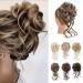 REECHO Messy Bun Hair Piece Tousled Updo Elastic Hair Bun Hair Piece for Women Synthetic Messy Hair Bun Donut Accessories Scrunchies - Light Brown with Highlights