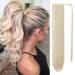Silk-co Clip in Ponytail Wrap Around Hairpiece Straight Pony Tail Hair Clip on Extension 28 Long hair smooth Heat-Resisting Fiber Hairpiece for Women Sandy&Bleach Blond 28 Inch Sandy&Bleach Blond
