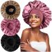 3PCS Extra Large Satin Bonnets for Sleeping, Hair Bonnets for Black Women Braids Curly Hair, C C-black, Rose Gold, Leopard