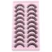 Wiwoseo Cat Eyes D Curly Faux Mink Lashes - 10 Pairs Natural Wispy 17MM Volume - Buy Online on SooperMarket.com