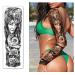 Waterproof Full Arm Temporary Tattoos 8 Sheets + Half Arm Shoulder Tattoo 8 Sheets - Extra Large Lasting Tattoo Stickers for Men and Women | 22.83X7.1 - Buy Online on SooperMarket.com