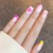 NOVO OVO Short Square Floral False Nails Kit - Happiness as Flowers Purple Lavender Swirl - Valentine's Day & Spring - Buy Online on SooperMarket.com