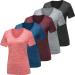 BALENNZ Workout Shirts for Women Moisture Wicking Quick Dry Active Athletic Women's Gym Performance T Shirts X-Large 5 Pack Dark Grey Light Grey Blue Wine Red Watermelon Red