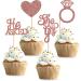 Unimall 48PC Rose Gold Glitter Cupcake Toppers | Diamond Ring & Heart Cake Picks for Weddings Engagements & Bachelorette Parties - Multi-Color Decorations - Buy Online on SooperMarket.com