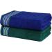 CASA COPENHAGEN 550 GSM 12x12 Inches Washcloths Towels Set of 24 - Super Soft Egyptian Cotton Towels for Bathroom & Kitchen in Wimbledon Blue and Green - Buy Online on SooperMarket.com