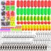 Pompano Rigs Making Kit Surf Fishing Rig Saltwater Fishing Accessories Bottom Rig Parts Pompano Snell Floats Fishing Beads Circle Hooks Fishing Swivels Duo Lock Snaps Pompano Rigs for Surf Fishing 210pcs Fishing Rig Kit