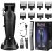 KEMEI 2296 Professional Hair Clippers for Men Cord/Cordless Hair Cutting Kits Hair & Beard Trimmer T Blade Barber Clippers with USB Rechargeable Black 2296black