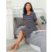 Sykooria Maternity Nursing Nightdress - Short Sleeve V Neck Nightgown for Pregnant Women - Stripe Dark Blue M - Buy Online on SooperMarket.com