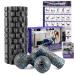 Nooncrazy fascia role set with 3D texture massage mini fascia roll fascia ball and duoball fascia set for fascia training of muscles connective tissue and metabolism with training poster black