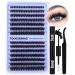 DIY Lash Extension Kit Fluffy Eyelash Extension Kit 60D+80D Thick Cluster Lashes with Lash Bond and Seal Lash Glue Wispy Individual Eyelashes Cluster Kit with Lash Tweezers by TOOCHUNAG G-60D+80D+BOND&SEAL+TWEEZER