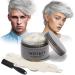 120g Temporary Silver White Hair Color Wax with Dye Brush Instant Natural Hairstyle Cream Disposable Coloring Mud for Men Women Washable Styling Pomades for Party Cosplay DIY Halloween