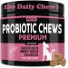 Probiotics for Dogs 5BIL CFUs FOS PreBiotics 12 Strains Good Bacteria Gut Skin Immune Itch Diarrhoea Premium Formula |100 Salmon Flav Daily chews | All ages Breeds| Dog Probiotics Gut Health Care
