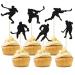 Gyufise 24Pcs Hockey Cupcake Toppers Black Glitter Hockey Players Cupcake Picks Ice Hockey Sports Theme Baby Shower Boys Girls Birthday Party Cake Decorations Supplies Black-1