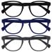 Opulize pop reading glasses 3 Series Pack Keck round matt frame spring hinges scratch-resistant black blue gray men women rrr2-137 +2.00 black blue gray +2.00 dioptries