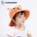 LANGZHEN Beach Sun Protection Hat for Baby Girls | Adjustable Toddler Kids Hat with Chin Strap | Wide Brim Summer Play Hat in Orange - Tiger Design - Buy Online on SooperMarket.com