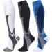 HYRIXDIRECT Compression Socks for Men Women 20-30 mmHg Medical Compression Socks for Sports Nurses Athletic Socks White+black+blue X-Large-XX-Large