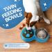 Double Slow Feeder Dog Bowl | Raised Non-Slip Stainless Steel Cat Food & Water Bowl | Detachable Blue Cat Bowl - Buy Online on SooperMarket.com