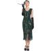 Kayamiya Women's 1920s Flapper Dress Sequin Fringed Paisley V-Neck Great Gatsby Costume Green - Medium - Buy Online on SooperMarket.com