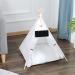 GeerDuo Pet Teepee, Portable Pet Tents for Small Dogs or Cats, Puppy Sweet Bed Washable Dog or Cat Houses with Cushion White,24"