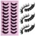 LuckForever 10 Pairs False Eyelashes Russian Strip Eye Lashes Wispy False Lash Fluffy Eyelash Extension Natural Look D Curly Volume Fake Eyelashes Reusable Eyelash Pack for Women Girls Russian Strip--26