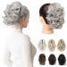 REECHO 9" Short Ponytail Extension Classic Loose Curly Wavy Claw Clip Pony tails Hair Extensions HP001 Hairpieces for Women - Silver Grey
