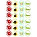 24 Insects Bumble Bee Ladybird Caterpillar Butterfly Edible Cupcake Toppers - wafer card disc cake decorations STAND UP (UNCUT)