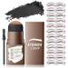 Eyebrow Stamp Stencil Kit - 1 Step Eye Brow Stencil Kit for Beginners  Brow Stencil and Stamp Kit Long-lasting  Smudge-Proof & Waterproof  24 Reusable Eyebrow Shapes Stencils for Perfect Brow Shape (Dark Black)