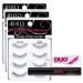 Ardell Multipack Lashes Demi Wispies - 12 pairs & duo Brush eyelash glue Dark - 2 Packs 5 Count