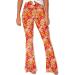Deerose Women's High Waist Orange Floral Bell Bottom Flare Pants - Medium - Buy Online on SooperMarket.com