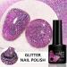 Glitter Gel Nail Polish - Purple Gel Nail Polish - Soak Off UV Sparkling Colors Nail Gel Spring Summer Gel Nail Art Manicure Varnish for Nail Starters Dark Purple - Buy Online on SooperMarket.com
