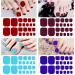 JSRQT 12 Sheets Full Toe Nail Stickers Solid Colors Toe Nail Polish Stickers Red Purple Brown Gel Nail Stickers with Nail File Full Toe Nail Wraps DIY Nail Decor Art Toenails Stickers for Women Girls - Buy Online on SooperMarket.com