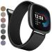 YILED Metal Bands Compatible with Fitbit Versa 3/Versa 4/Fitbit Sense/Sense 2 for Women Men, Stainless Steel Mesh Breathable Wristband Strap with Adjustable Magnet Lock Large Black