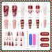 MELLIEX Christmas Fake Nails Artificial Full Cover Press on Nails 48 Pieces Xmas Coffin False Nail Tips Santa Claus Snowflake Elk Nail Art Decorations with Nail Glue and Nail Files - Buy Online on SooperMarket.com