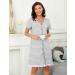Uniexcosm Women's Maternity Nursing Nightdress - Soft Short Sleeve Nightwear in Light Grey Stripe - Buy Online on SooperMarket.com