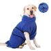 Happy Hachi microfiber dog bathrobe bathing towel Dog wager washable super absorbent moisture fast drying towel beach towel for small medium and large dog cat blue (l)