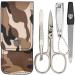 Three swords - 4 pcs.Nail care set 'Capri' |High quality nailetui for manicure and pedicure.Color: synthetic leather in camouflage |Contents: nail scissors nail clips tweezers sapphire nail file camouflage / synthetic leather
