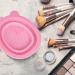 Acooruiteng Makeup Brush Cleaner Mat Foldable Silicone Makeup Brush Cleaning Mat Portable Makeup Brush Cleaning Pad Makeup Brush Cleaning Bowl for Makeup Brush Makeup Sponge Powder Puff Pink - Buy Online on SooperMarket.com