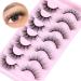 PHKERATA 15MM Wispy Cat Eye False Eyelashes Kit - 7 Pairs + 5ML Glue for Natural, Fluffy Look - Buy Online on SooperMarket.com