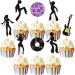 Rsstarxi 24 Pack 70's Disco Dancing Cupcake Toppers Glitter 80's Disco Dancer Cupcake Picks 70's 80's Disco Cake Decorations for Music Ball Disco Theme Wedding Birthday Party Decorations Design 1