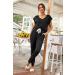 Prettigarden Women's 2 Piece Tracksuit Set - V Neck Short Sleeve Top and Long Pants Outfit Jogger Set in Black, Size Large - Buy Online on SooperMarket.com
