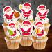 PRECUT Christmas Santa Cupcake Toppers Edible Santa Cake Decorations Christmas Decorations Santa Cake Topper (12)